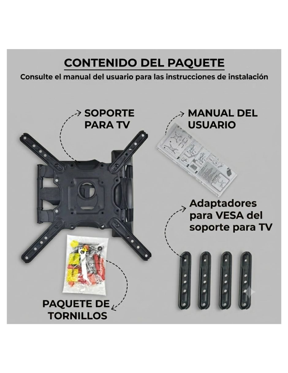 Soporte de Pared Articulado para Pantalla de 32" a 65" | Articulado y Giratorio