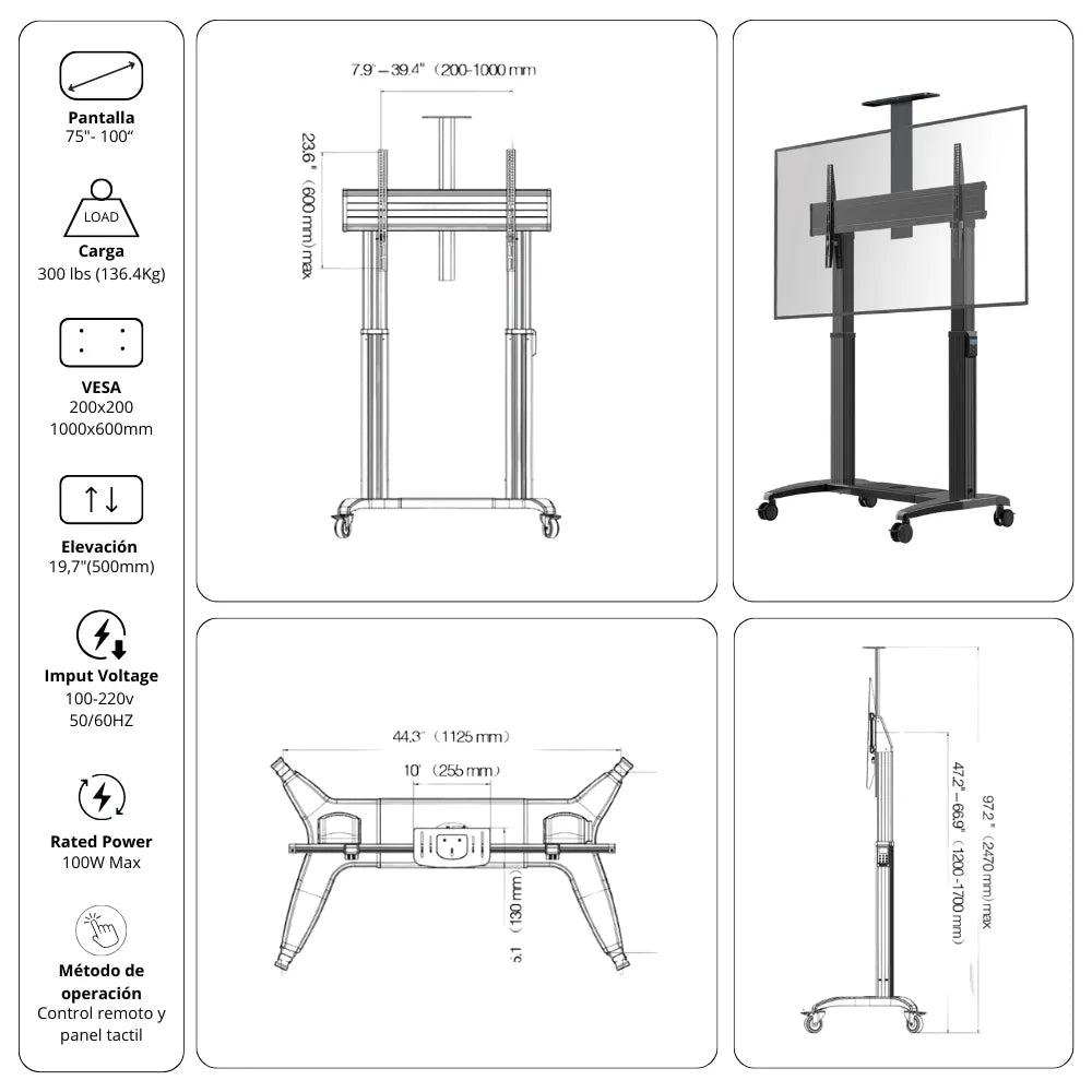 Pedestal Móvil Motorizado TW100