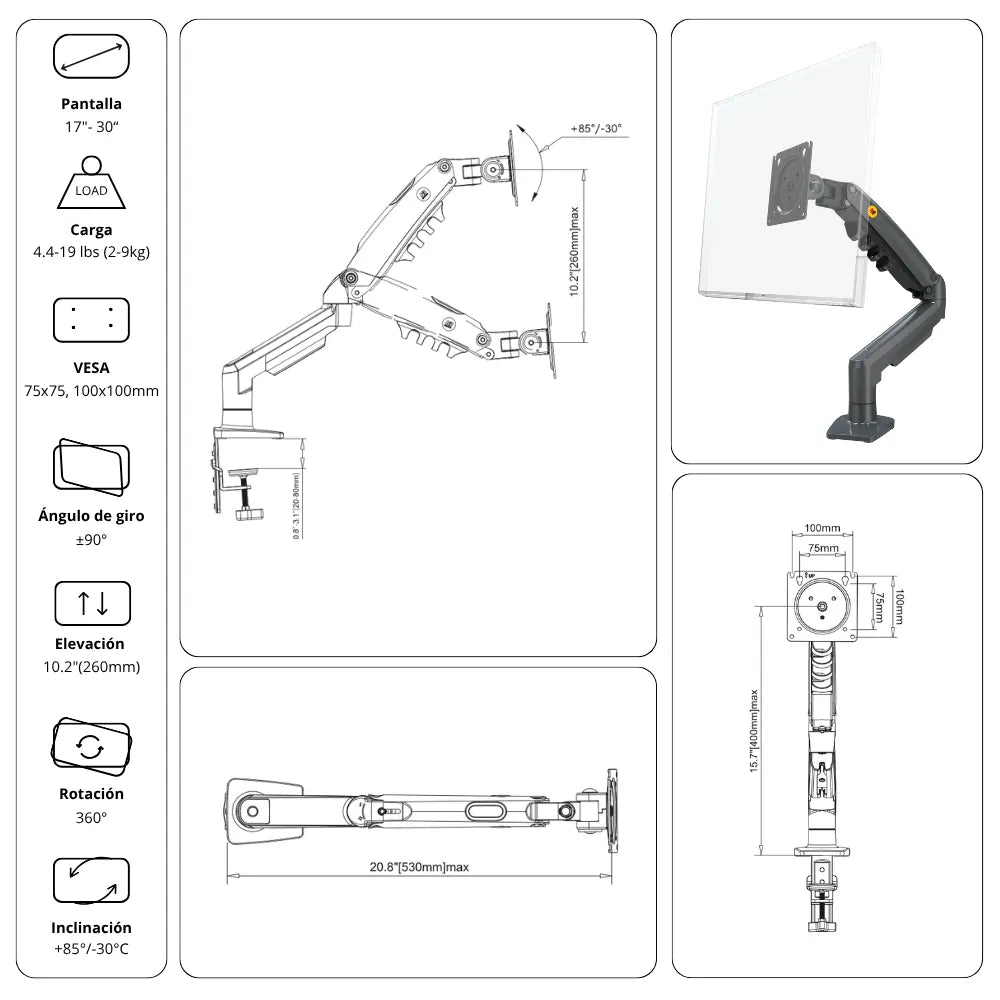 Soporte Ergonómico para Monitor F80