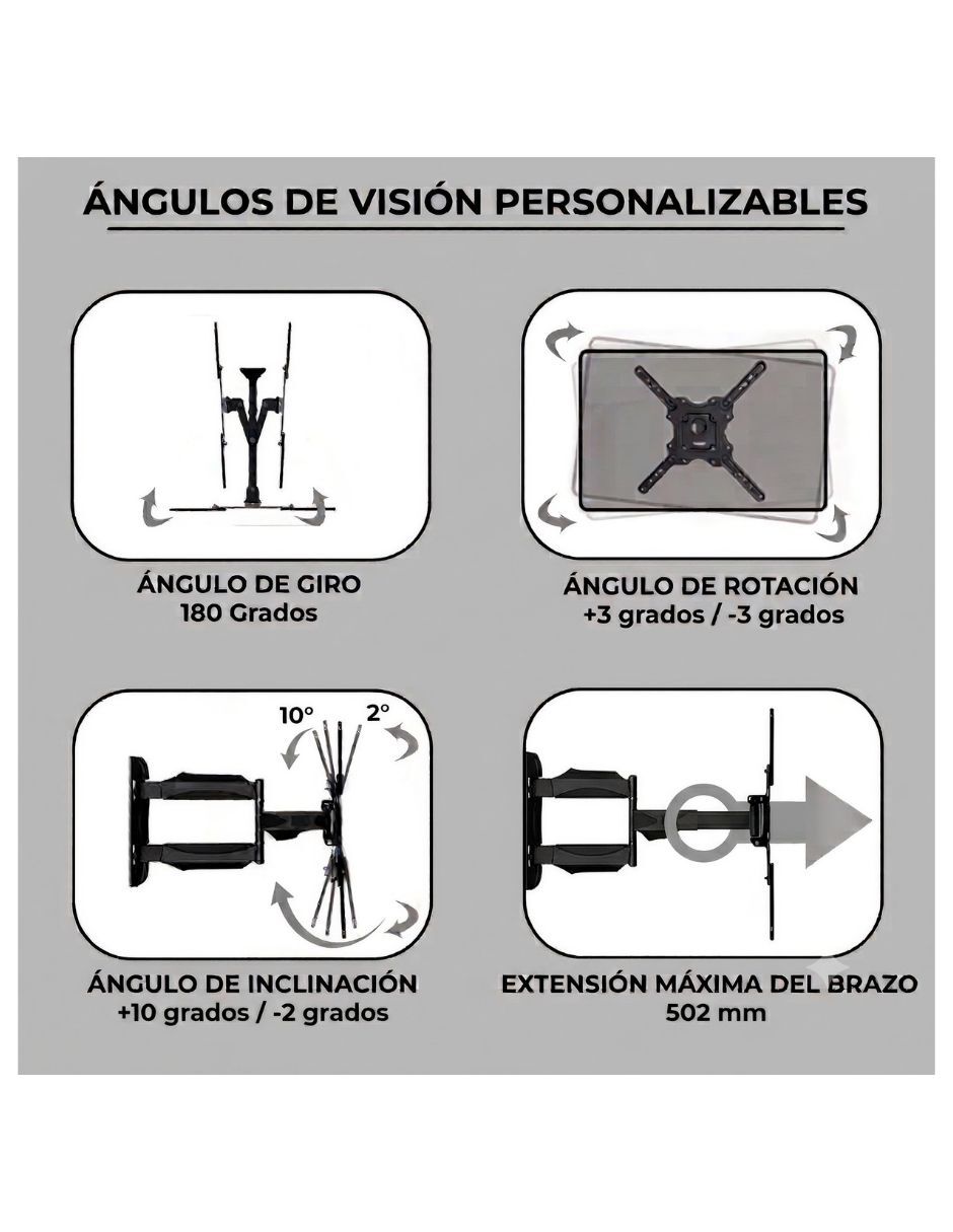 Soporte de Pared Articulado para Pantalla de 32" a 65" | Articulado y Giratorio