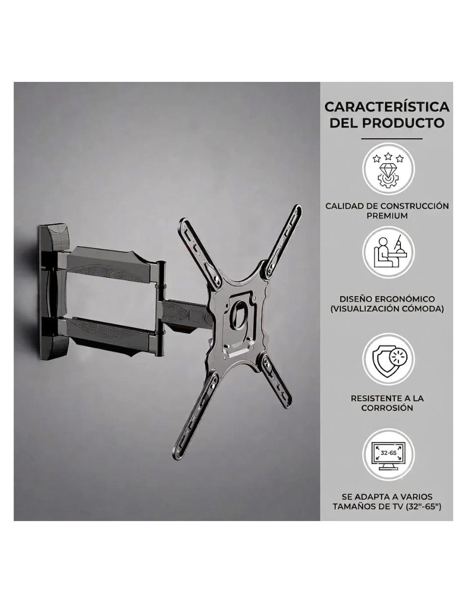 Soporte de Pared Articulado para Pantalla de 32" a 65" | Articulado y Giratorio