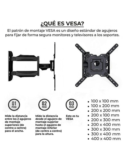 Soporte de Pared Articulado para Pantalla de 32" a 65" | Articulado y Giratorio
