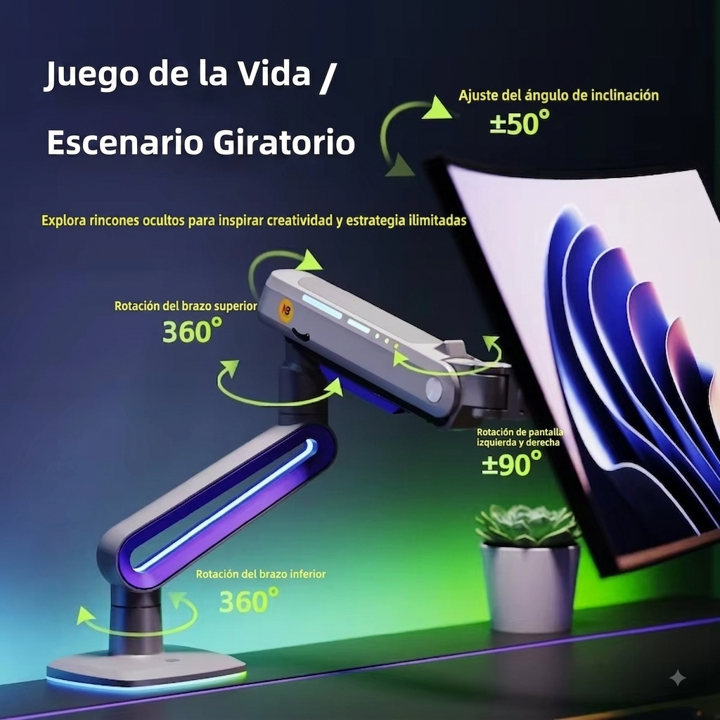 Soporte RGB Ergonómico para Monitor de 27"-50" A6