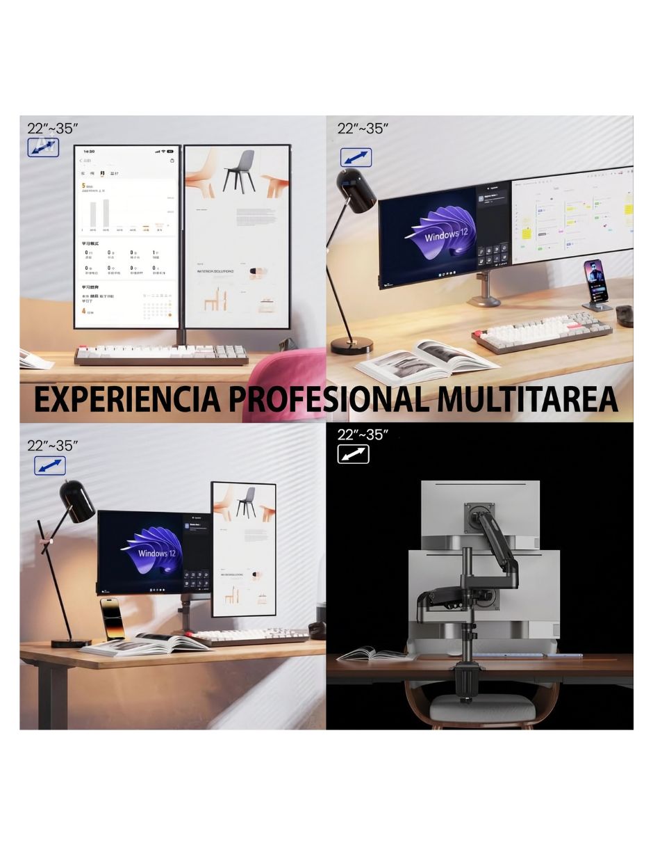 Soporte Ergonómico para 2 Monitores H180
