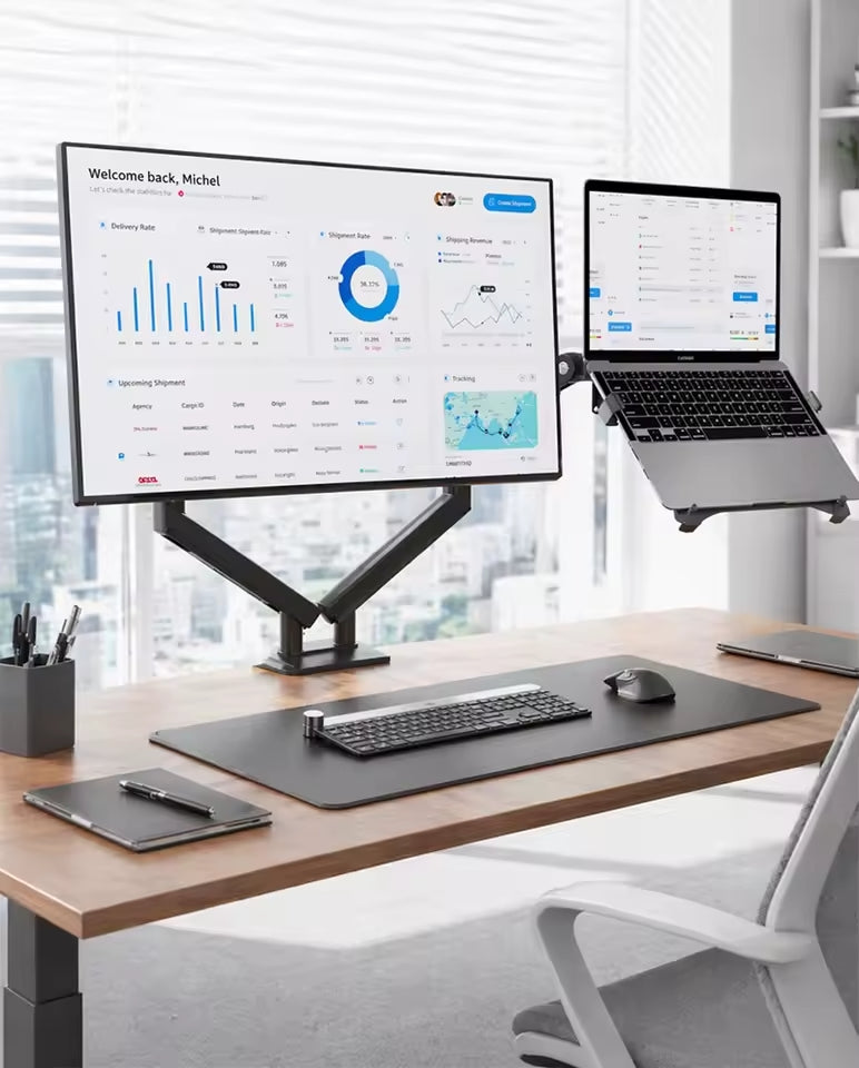 Soporte Doble Para Laptop de 13"-17" y Monitor de 17"-32" A5C + FP