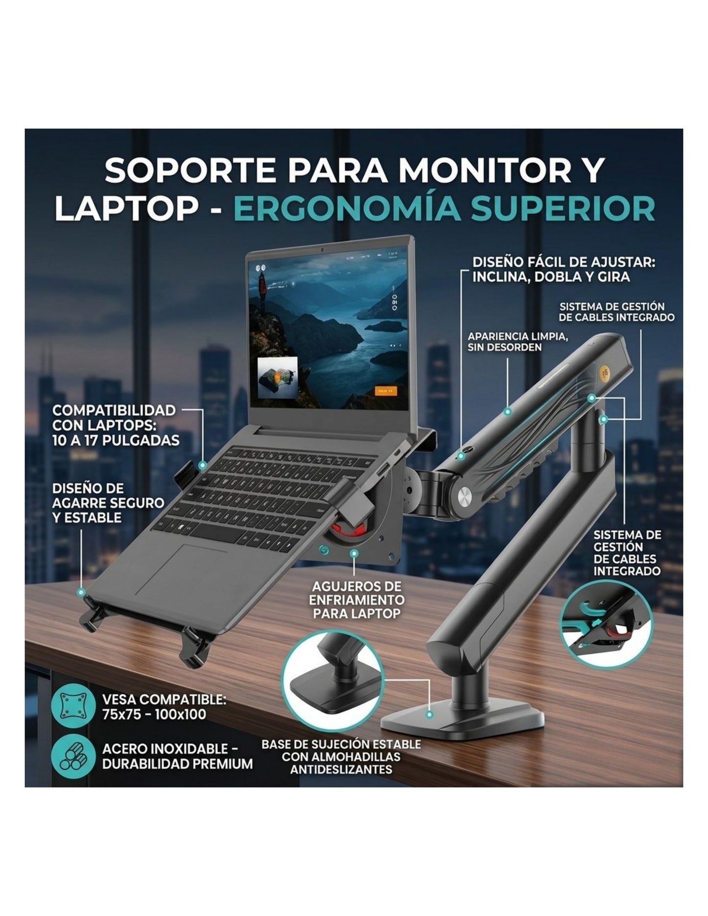 Soporte Ergonómico para Laptop de 13"-17"