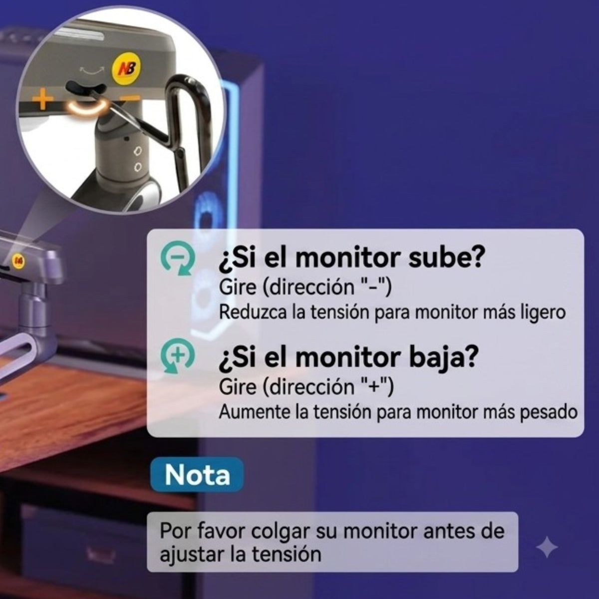 Soporte RGB Ergonómico para Monitor de 27"-50" A6