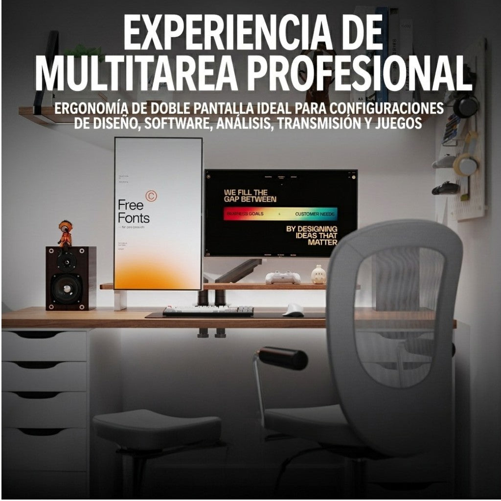 Soporte Ergonómico para 2 Monitores de 17"-32" F160