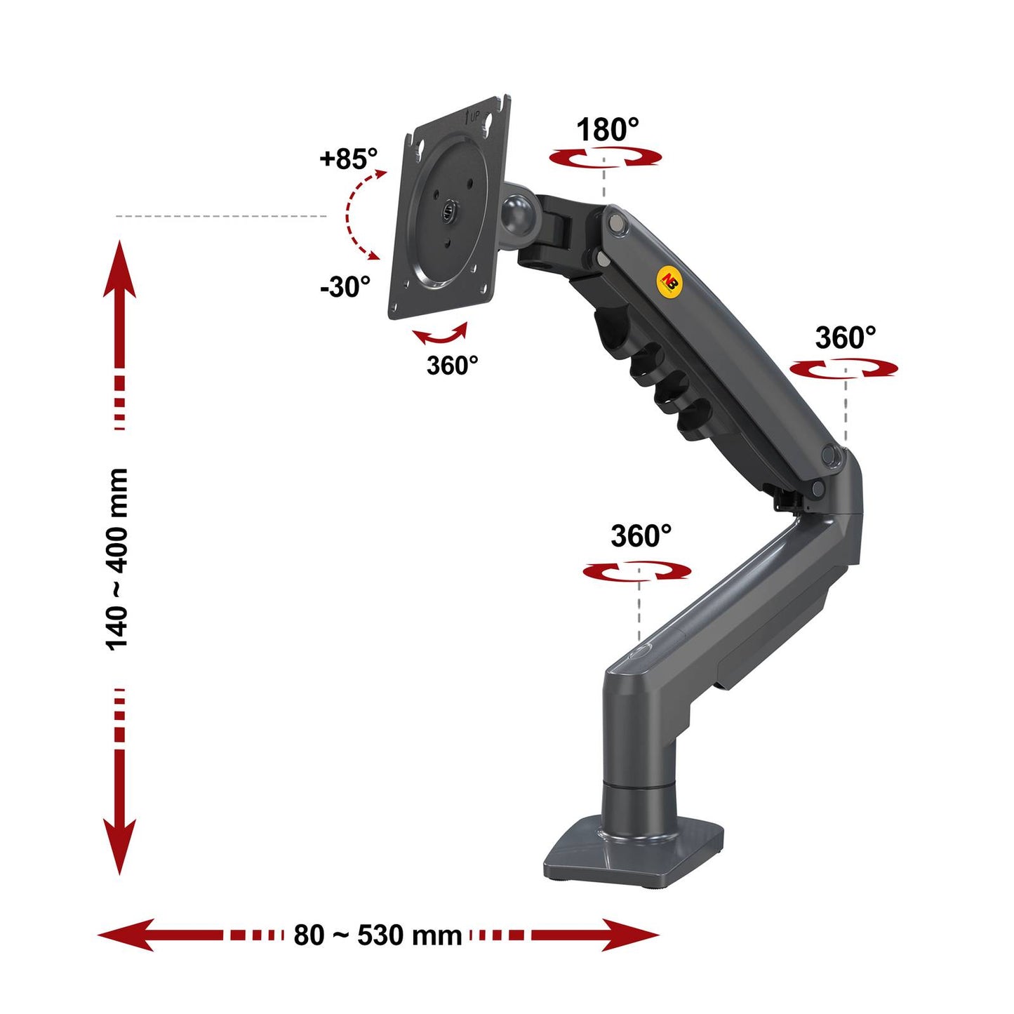 Soporte Ergonómico para Monitor de 17"-30" F80