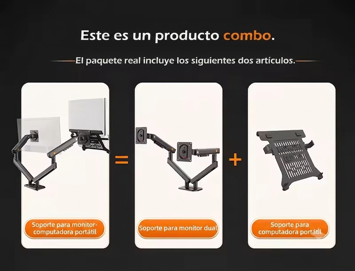 Soporte Doble Para Laptop de 13"-17" y Monitor de 17"-32" A5C + FP