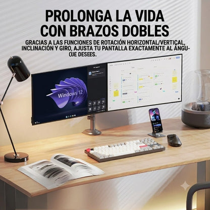 Soporte Ergonómico para 2 Monitores de 17"-35" H180