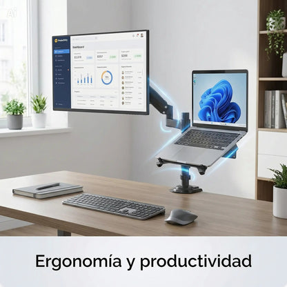 Soporte Doble para Laptop 13"-17" y Monitor 22"-32" H180 FP