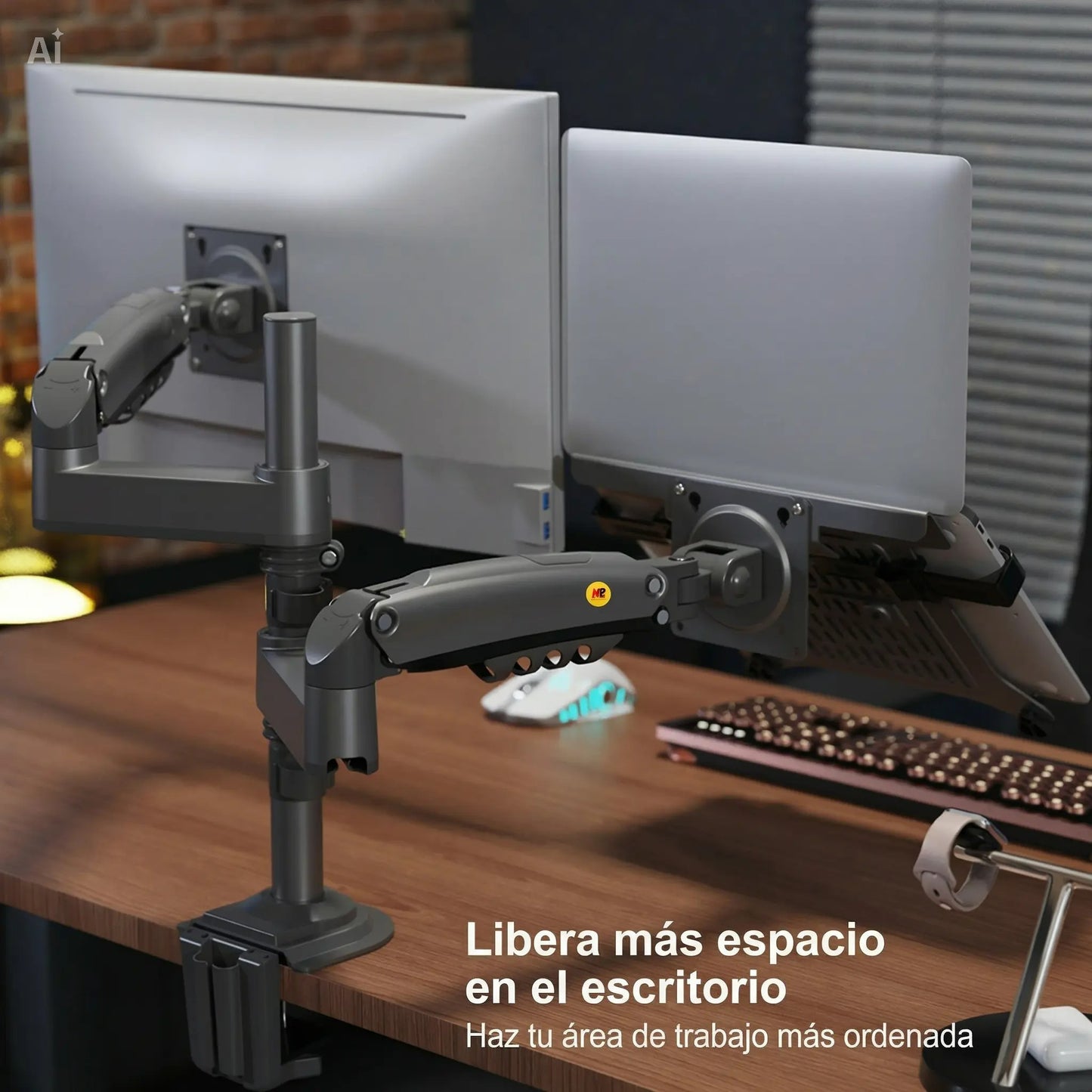 Soporte Doble para Laptop 13"-17" y Monitor 22"-32" H180 FP