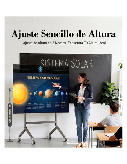 Carrito Móvil Ajustable NB P100 para Pantallas de 65" a 90" | Soporte de Piso con Ruedas