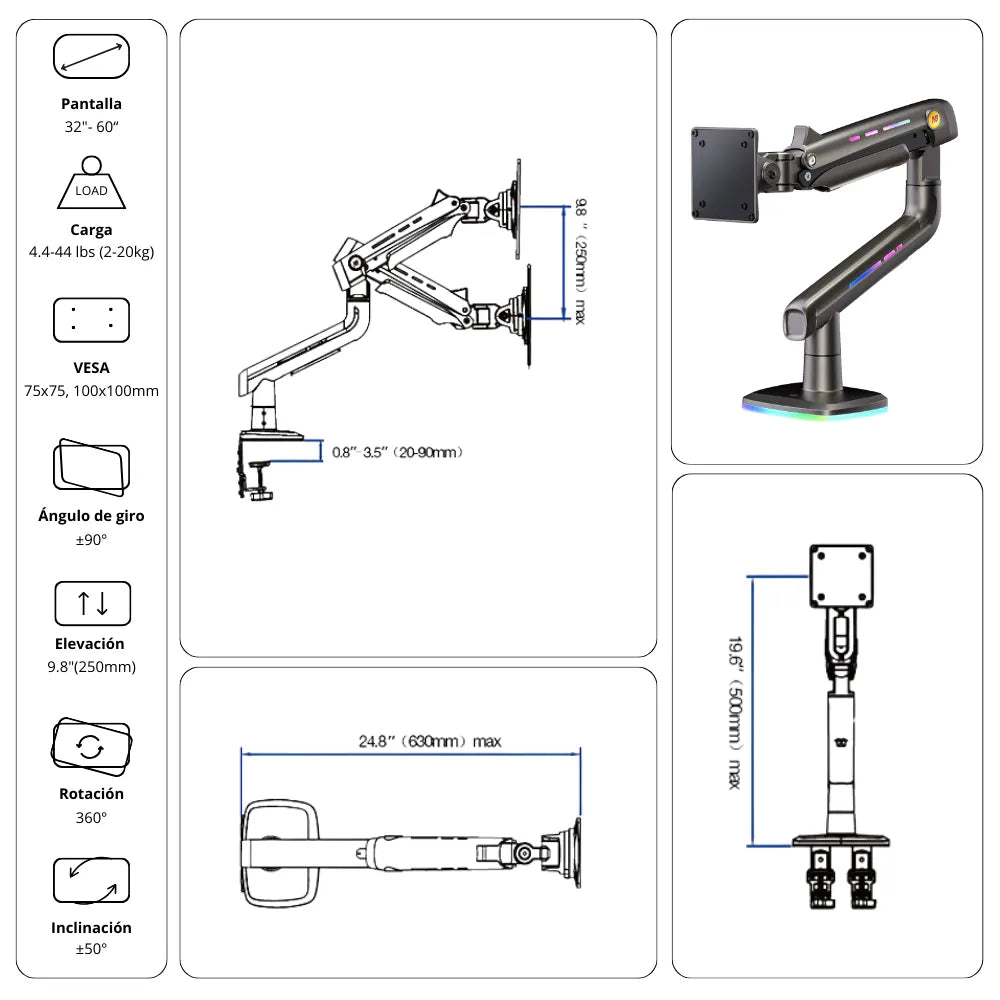 Soporte Gamer Ergonómico para Monitor F5