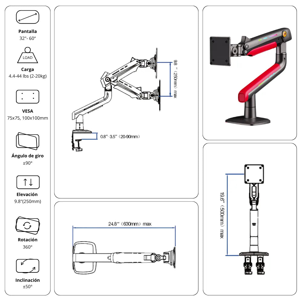 Soporte Gamer Ergonómico para Monitor L50