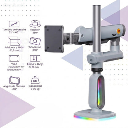 Soporte Gamer RGB Ergonómico para Monitor de 32"-60" G80