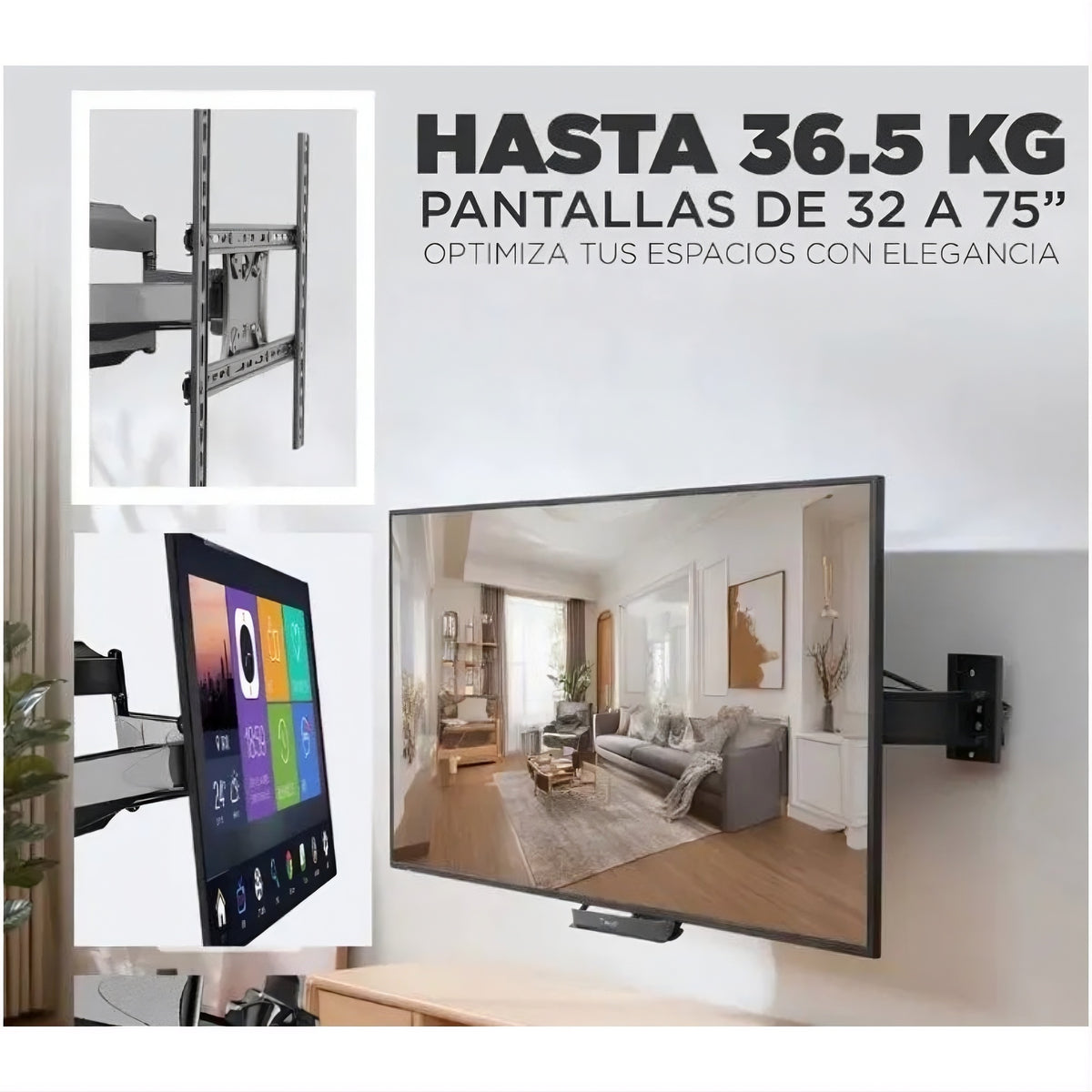 Soporte de Pared Articulado para TV de 32" a 75" | Articulado y Resistente